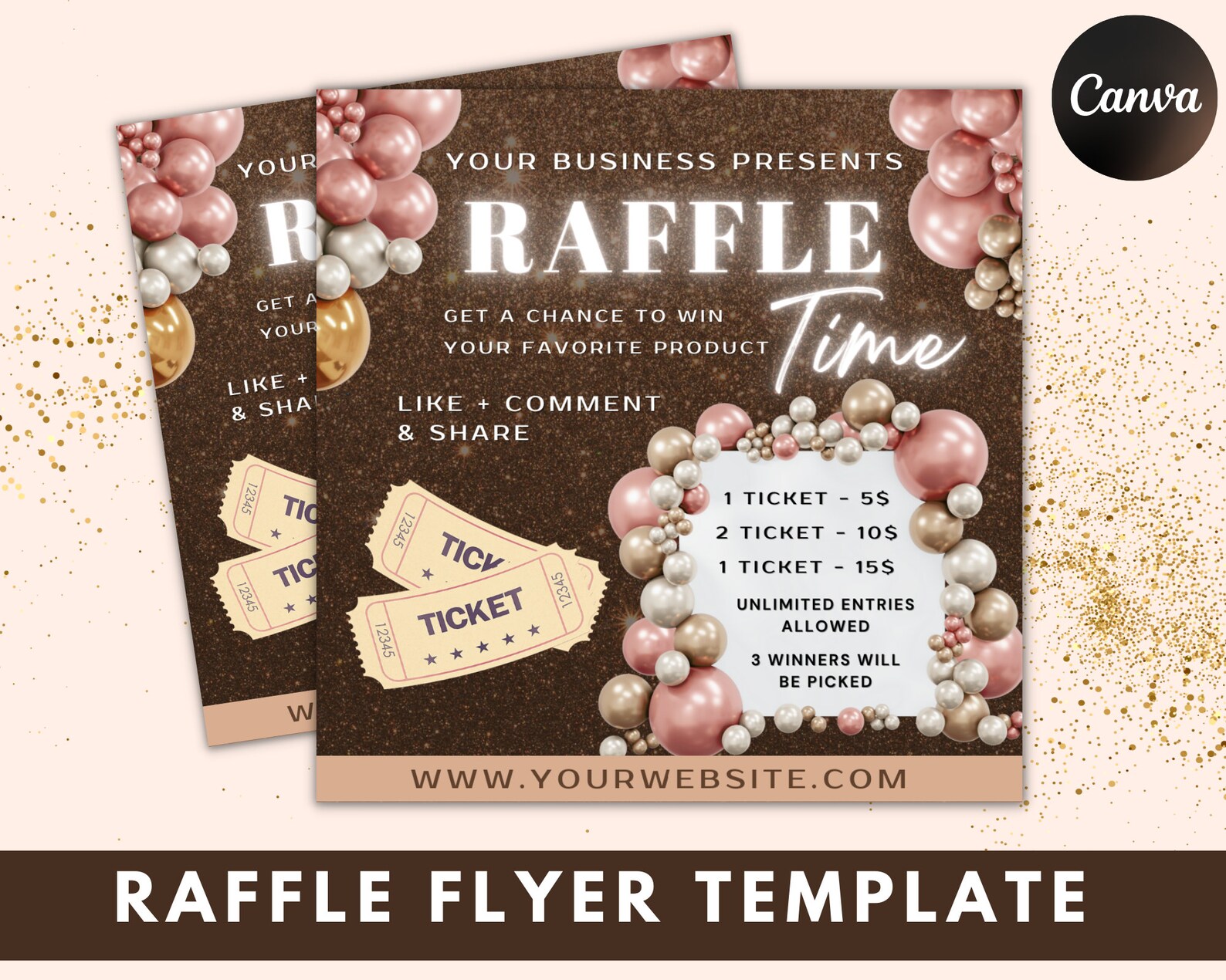 Customizable Raffle Flyer Template, Business Branding (canva Editable ...