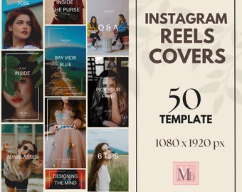 Neutral Boho Instagram Reels Covers, 50 Social Media Templates (Digital Download)