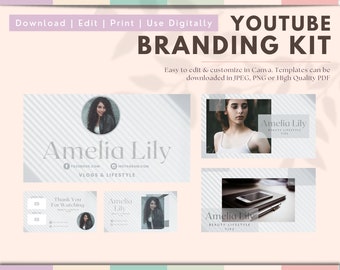 YouTube Branding Kit , YouTube Banner, Template Canva, YouTube Intro and Outro Video, YouTube Thumbnail Canva, Template Studio