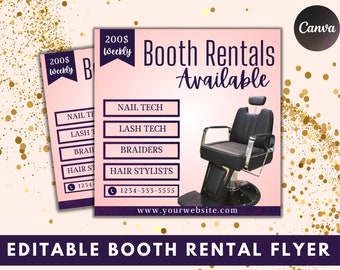 Booth Rental Flyer, Beautician Social Media Post (Digital Download)