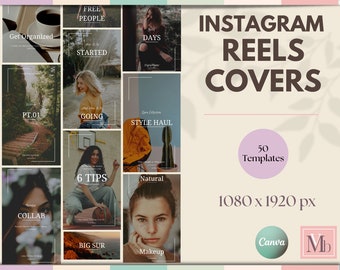 Aesthetic Instagram Reels Covers, 50 Canva Templates (Digital Download)
