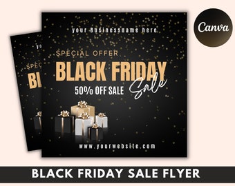 Black Friday Sale Flyer, Boutique Template (Canva)