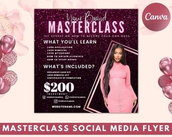 Folleto de clase magistral de maquillaje, plantilla para redes sociales (Canva)