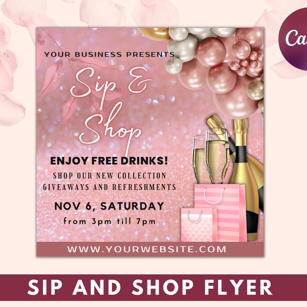 Diy Sip and Shop Flyer, Shop Flyer, Sale Flyer Template, Diy Shop Flyer, Instagram Post, Social Media Post, Social Media Flyer, Lash Flyer