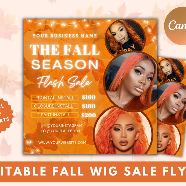 Wig Sale Price List Template, Wig Install Flyer, Hair Price List, Booking Template, Salon Price List, Editable Price List, Wig Flyer