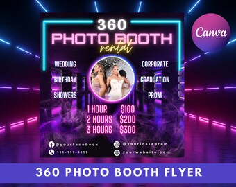 Animated 360 Photo Booth Flyer | Book Now Flyer | Event Photography Rental Party Celebration| Photobooth Instagram | Editable Canva Template