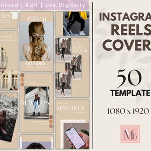 50 bearbeitbare Rollen für Instagram, Instagram-Rollenvorlagen, Influencer Reel Covers, Reel Cover Template bearbeitbare Canva, Reel Template Cover