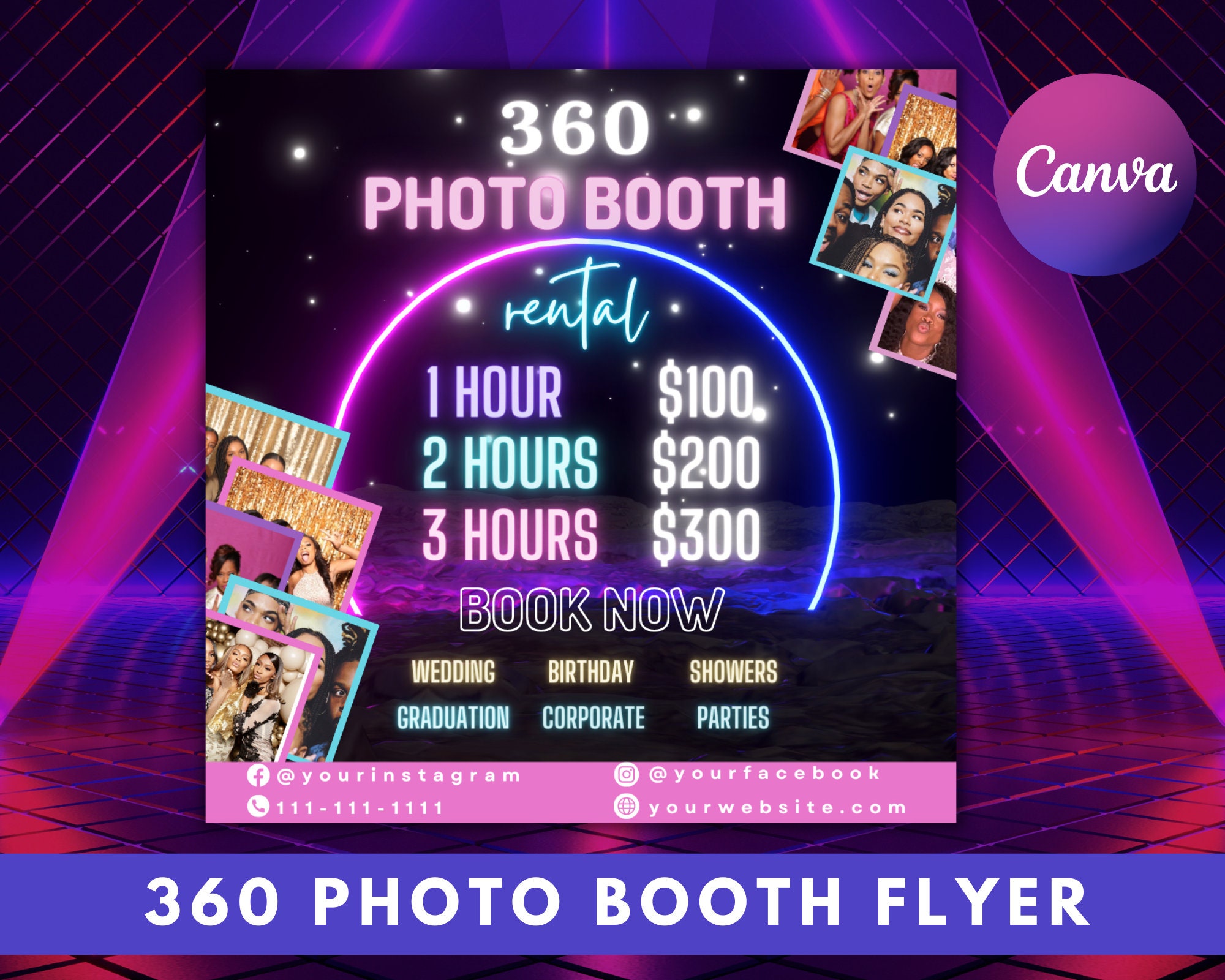 360 Photo Booth Flyer | Animated 360 Photo Booth Flyer | Event Photography Rental Party| Celebration Book Now Flyer | Photobooth Instagram