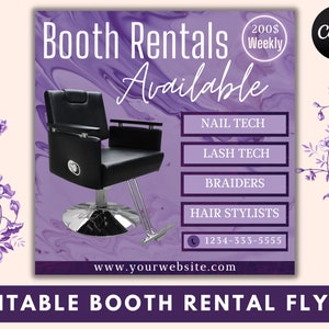 Chair Rental Flyer, Booth Rental Flyer, Booth Rental Post, Social Media Flyer, Booth for Rent Flyer, Chair Rental,  Marketing Flyer