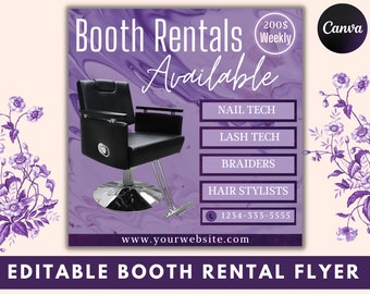 Booth Rental Flyer, Beautician, Salon (Digital Download)