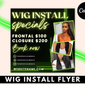 Booking Flyer, Wig Install Flyer, Wig Flyer, Braid Special Flyer, Booking Template, Hair Price List, Salon Price List, Editable Price List