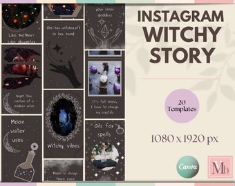 Modelli di storie Instagram da strega, post IG mistici (Canva)