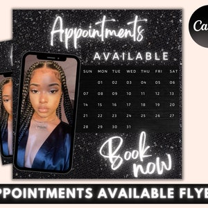 Appointment Available Flyer, DIY Flyer, Book Now Flyer, Beauty Flyer, Hair Flyer, Makeup Flyer, Nails Flyer, Appointment Flyer