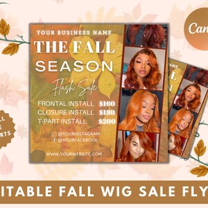 Wig Sale Price List Template, Wig Install Flyer, Hair Price List, Booking Template, Salon Price List, Editable Price List, Wig Flyer