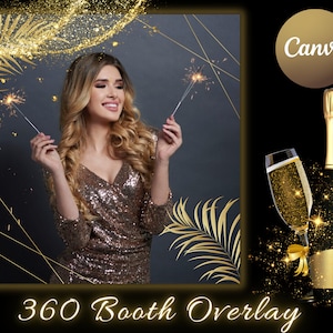 360 Photo Booth Overlay Template,360 Spinner Booth Design, Photo Booth Frame, 360 Video Booth Overlay Wedding, Golden 360 Booth Overlay