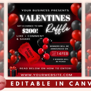 Valentines Day Raffle Giveaway Flyer, Valentines Flyer, Raffle Flyer Template, Raffle Flyer, Raffle Ticket Flyer, Valentines Giveaway Flyer