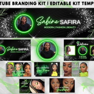 Neon Green Youtube Branding Kit Gaming, Editable Banners, Animated Intro & Outro Videos, Thumbnails And Logo, Canva Templates for Gamers