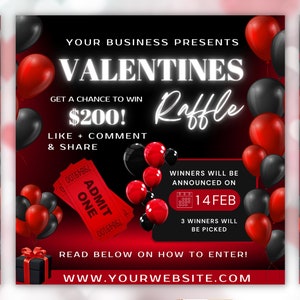 Valentines Day Raffle Giveaway Flyer