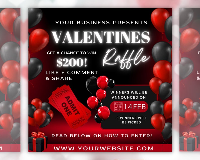Valentines Day Raffle Giveaway Flyer