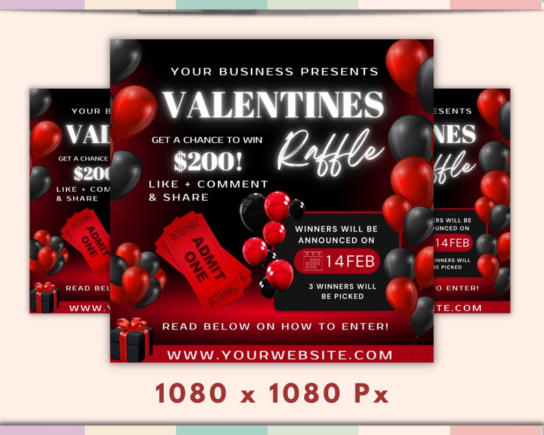Valentines Day Raffle Giveaway Flyer