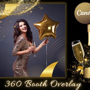 Golden 360 Booth Overlay, 360 Photo Booth Overlay Template, Spinner Booth Design, Photo Booth Frame, 360 Video Booth Overlay Wedding