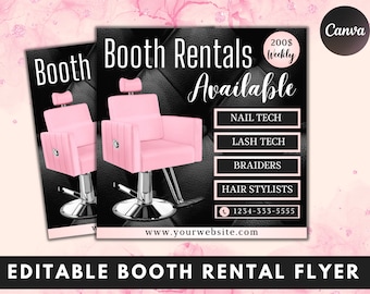 Booth Rental Flyer, Beautician Social Media Post (Digital Template)