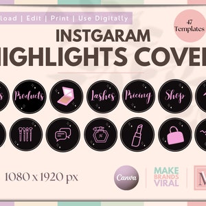 IG Highlight Covers, Instagram Highlight Covers Business, Beauty Highlight Covers, Insta Highlight Cover, Canva Instagram Highlight Covers