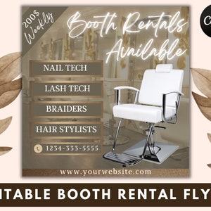 Beautician Flyer, Booth Rental Flyer, Booth Rental Post, Booth for Rent Flyer, Chair Rental, Marketing Flyer, Social Media Flyer