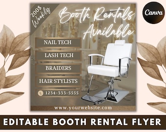 Beautician Flyer, Booth Rental Flyer, Booth Rental Post, Booth for Rent Flyer, Chair Rental, Marketing Flyer, Social Media Flyer