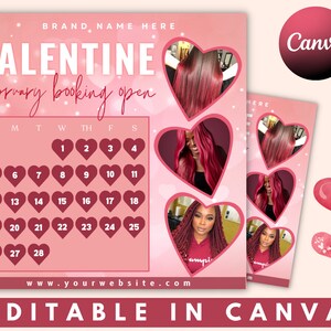 February Bookings, Valentines Day Sale Flyer, Books are open Flyer, Valentines Day Sale Flyer, Nail, Hair, Lashes, Appointments Now Flyer
