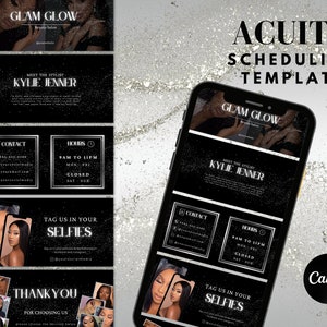 Modello di pianificazione Acuity modificabile, sito di prenotazione Acuity per stilista di trucco per ciglia, unghie e capelli, modello di sito Web Acuity in Canva