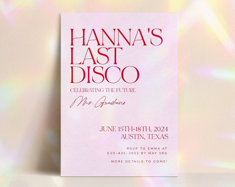 Bachelorette Party Invitation Disco Themed Weekend Digital Template Invite for Bachelorette Weekend Customizable Instant