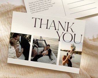Thank You Postcard (including photo), Minimalist Wedding, Customizable Template, Editable Template, Printable Cards, Photography, C01