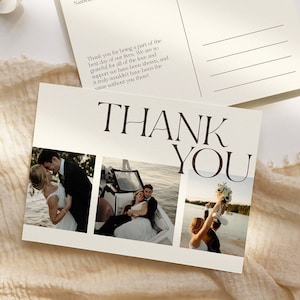 Thank You Postcard (including photo), Minimalist Wedding, Customizable Template, Editable Template, Printable Cards, Photography, C01