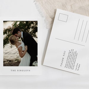 Thank You Postcard (including photo), Minimalist Wedding, Customizable Template, Editable Template, Printable Cards, Photography, I01