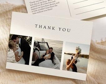 Thank You Postcard (including photo), Minimalist Wedding, Customizable Template, Editable Template, Printable Cards, Photography, I01