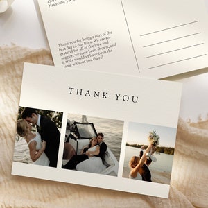 Thank You Postcard (including photo), Minimalist Wedding, Customizable Template, Editable Template, Printable Cards, Photography, I01