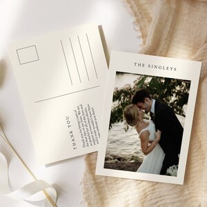 Thank You Postcard (including photo), Minimalist Wedding, Customizable Template, Editable Template, Printable Cards, Photography, I01