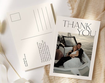 Thank You Postcard (including photo), Minimalist Wedding, Customizable Template, Editable Template, Printable Cards, Photography, J01