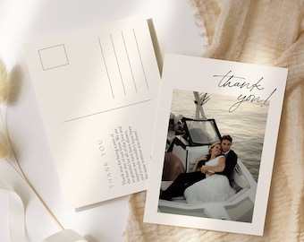 Thank You Postcard (including photo), Minimalist Wedding, Customizable Template, Editable Template, Printable Cards, Photography, J01