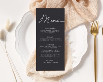 MENU FOR WEDDING, Boho and Chic Menu, Digital Download Menu, Menu Template, Printable Editable Menu, Menu Cards for Wedding, B02