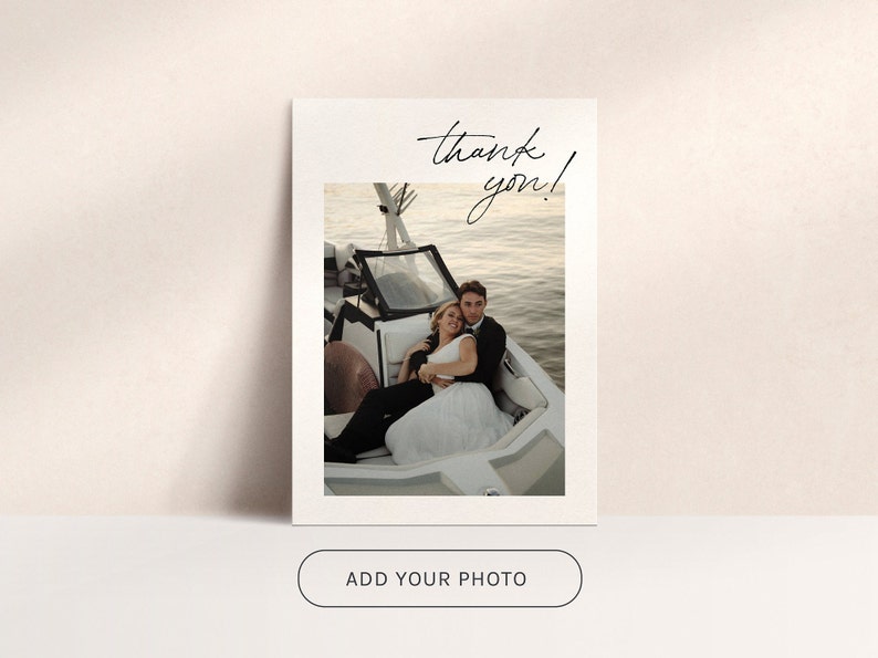 Thank You Postcard including photo, Minimalist Wedding, Customizable Template, Editable Template, Printable Cards, Photography, J01 image 3