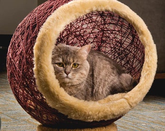 Pets Cave Condo Cat House, Pet Bed, Cat Cave, Woven, Handmade, Eco - Friendly, Cat House