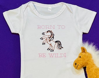 Baby Bodysuit-Born to be Wild-One piece-Rearing Horse-Cute Baby Girl Clothes-Underclothes- Baby Underwear-Baby gift-Horse Bodysuit