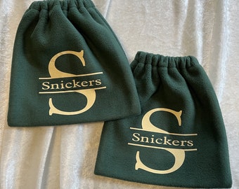 Personalized Fleece Stirrup Covers: Monogrammed Stirrup Pouch with name, Saddle Accessory
