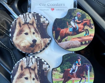 Custom Photo Car Coasters-Personalized Auto Cup Holder Coasters-Horse Car Decor-Horse Lover Gift-Custom Vehicle Accessory-Car Assessories