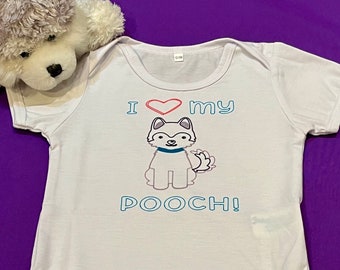 Baby Bodysuit-I Love My Pooch -One Piece-Puppy Bodysuit-Farm Dog-Dog Love-Unisex Baby Clothing-Baby Underwear-Baby Underclothes-Baby Gift