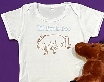 Baby Bodysuit-Lil Buckaroo-One piece- Bucking Horse-Farm Underclothes-Baby Boy Clothes-Baby Gift-Wild Horse-Baby Underwear-Baby Loungewear