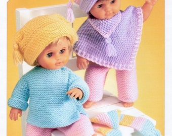 Téléchargement numérique PDF | Sirdar-3123 Patron de Tricot de Vêtements de Poupées 6 Articles à Tricoter 8 Plis