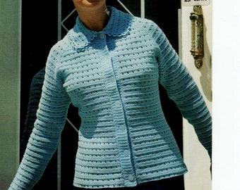 Téléchargement numérique PDF | Sirdar 5201 Patron de cardigan vintage au crochet (38-40-42 pouces) 4 plis